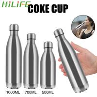 Water Cola Bottle Stainless Steel Drinkware 500ML 750ML 1000ML Outdoor Travel Sports Drink Bottles Single Wall Water Bottle