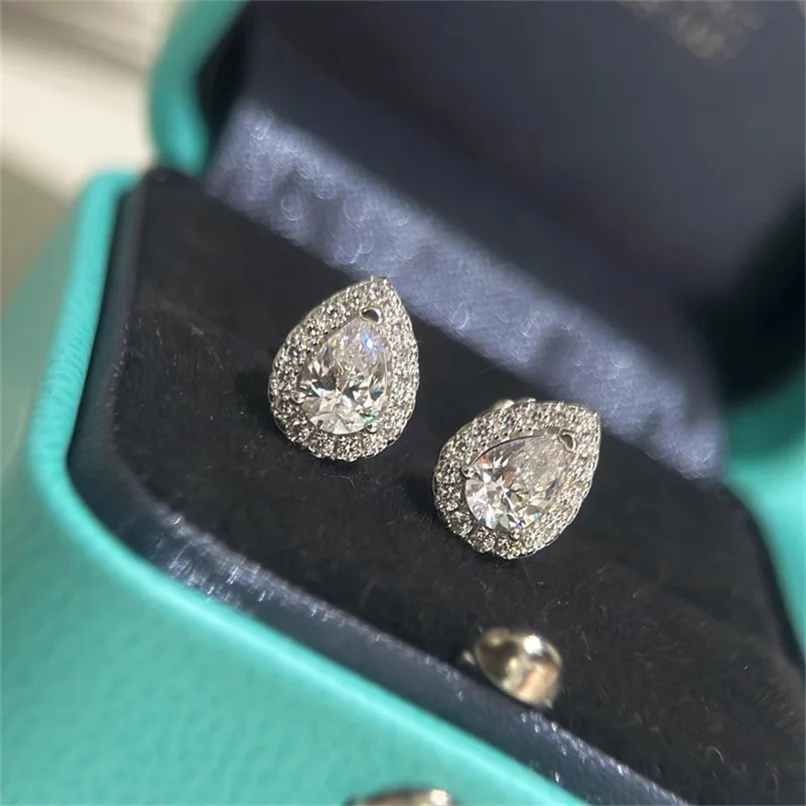 CC Stud Earrings For Women Girl White Zirconia Diamand Wedding Jewelry Brincos 925 Silver Needle Fashion Accessories E051