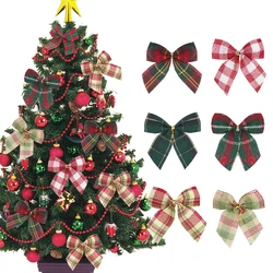 10/20pcs Christmas Bows Decoration Xmas Tree Hanging Pendant Ornaments Gold Red Bowknot Home New Year Gift Decor 2023 Navidad