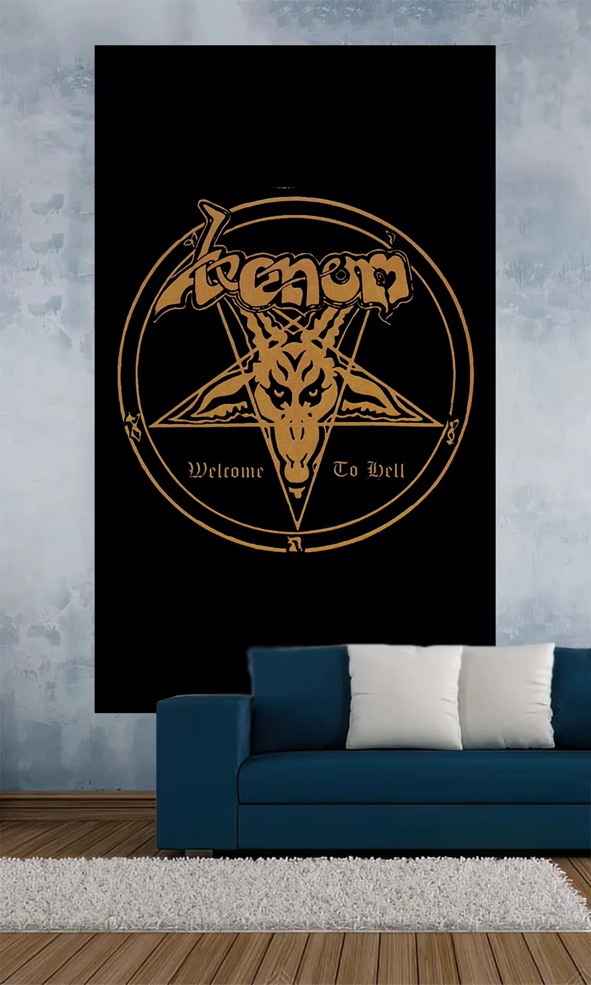 Venoms Black Metal Flag Tapestry Polyester Printing Wall Hanging Living Room Decoration Items Banner For Decor Bedroom Sofa