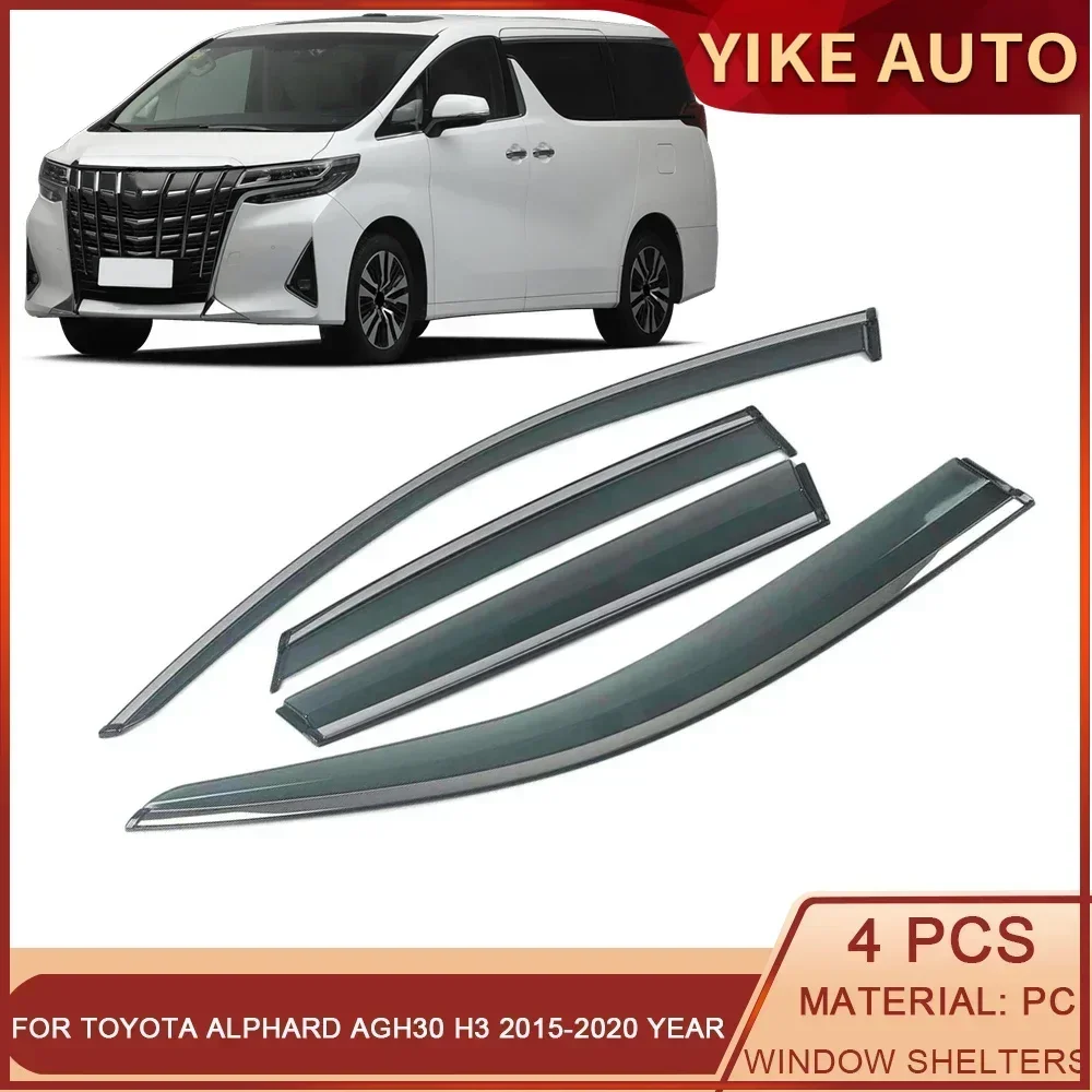 For TOYOTA  Alphard AGH30 H3 2015-2020 Car Window Sun Rain Shade Visors Shield Shelter Protector Cover Trim Frame Sticker