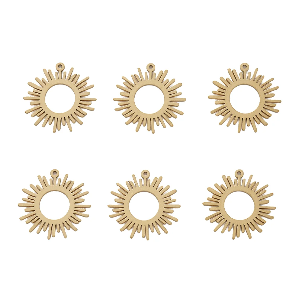 6Pcs Brass Cutting Sun Charms Vintage Hollow Celestial Charms for DIY Earrings Bracelet Necklace Jewelry Making Craft Supplies