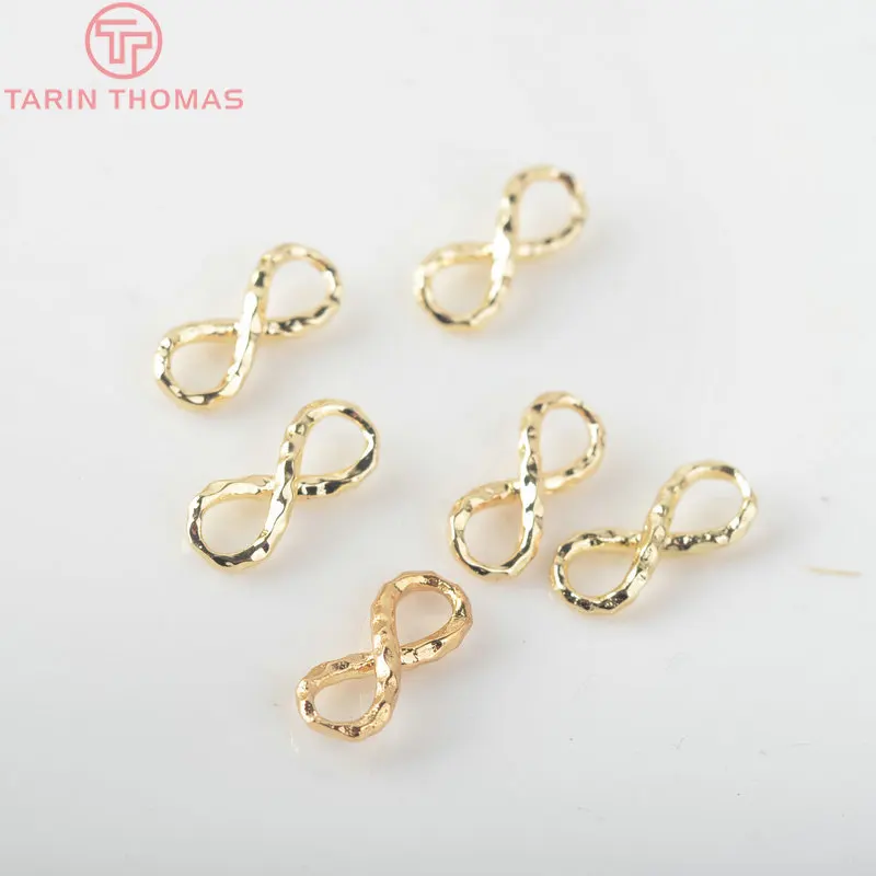 (2784)6PCS 6x14MM 24K Gold Color Plated Brass Charm Connector for Jewelry Making Findings Accessories