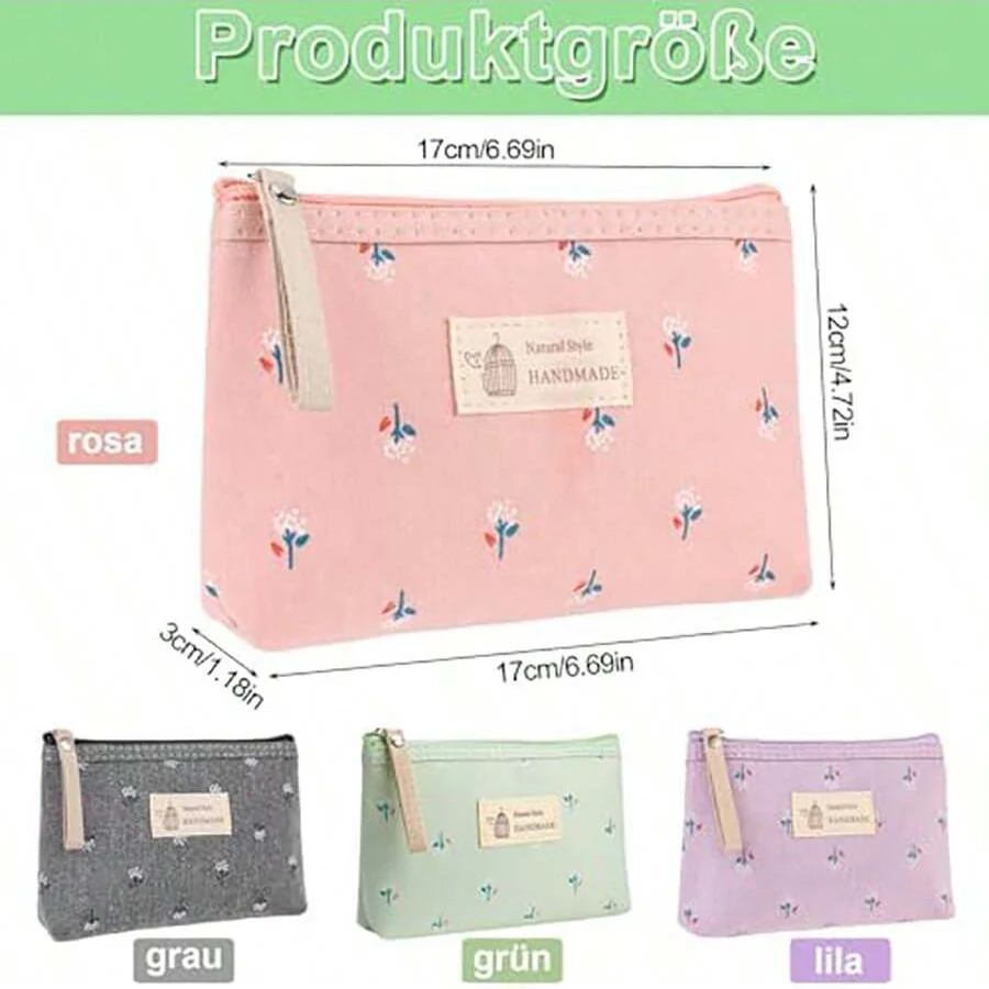 حقيبة مستحضرات تجميل صغيرة، حقيبة مستحضرات تجميل للسفر من القماش، حقيبة مستحضرات تجميل من القماش، محفظة للعملات المعدنية، حقيبة مستحضرات تجميل متعددة الوظائف، حقيبة أدوات الزينة المحمولة للنساء، 17 × 11.5 × 4 سم، متعددة الألوان