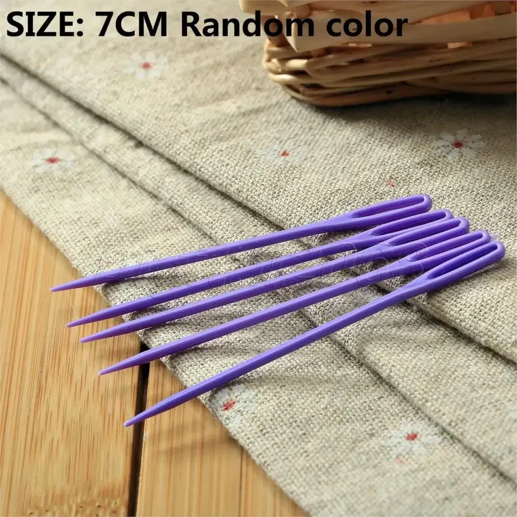 Large Eye Color Random 7cm Long Plastic Darning Needles Embroidery Tapestry Needles Stitchery Needles Wool Sewing Knit Crafts*5