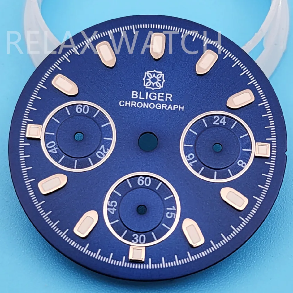 Quadrante dell'orologio con movimento al quarzo verde grigio bianco nero da 29.8mm e quadrante luminoso Vk63 adatto per il movimento giapponese Vk63