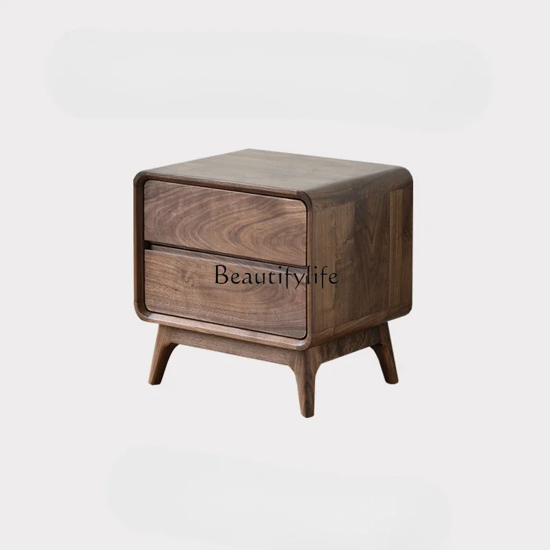 

LNordic black walnut bedroom solid wood small chest storage cabinet rack