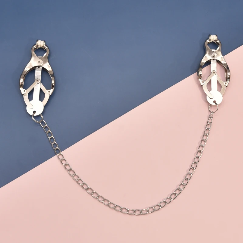 للنساء والزوجين فراشة معدنية مستديرة الرأس مع سلسلة الحلمة كليب تحفيز الحلمة كليب BDSM الكبار يمزح الجنس لعب اللعب