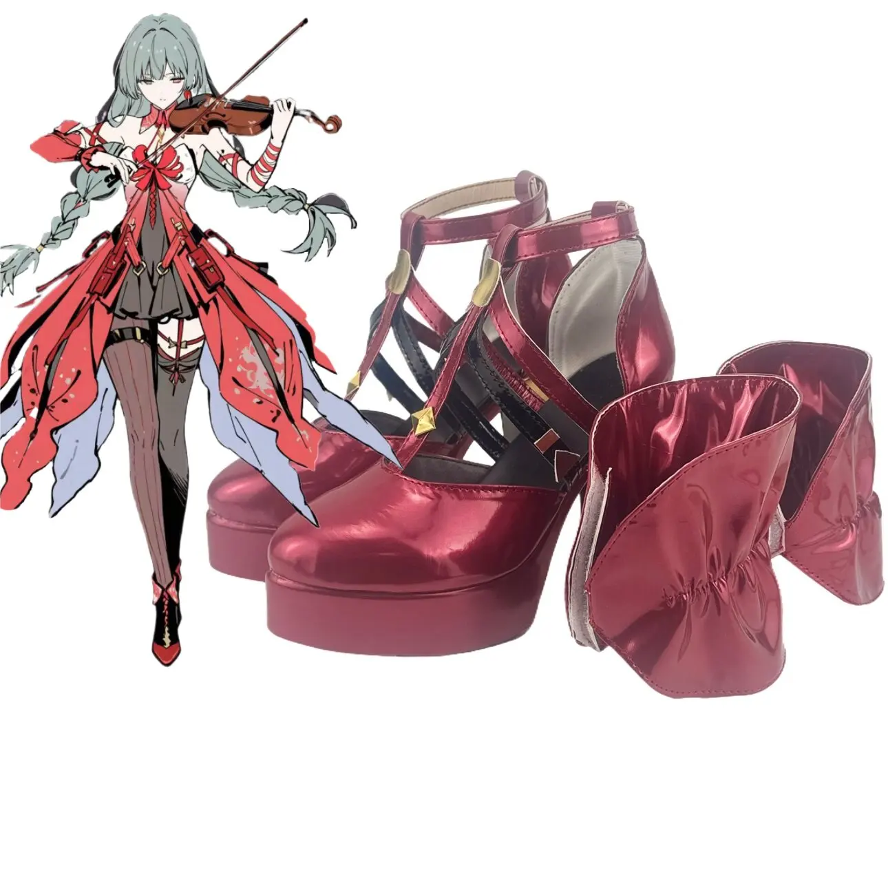 Wuthering Waves Phrolova Cosplay Boots Red Shoes Custom Made Any Size