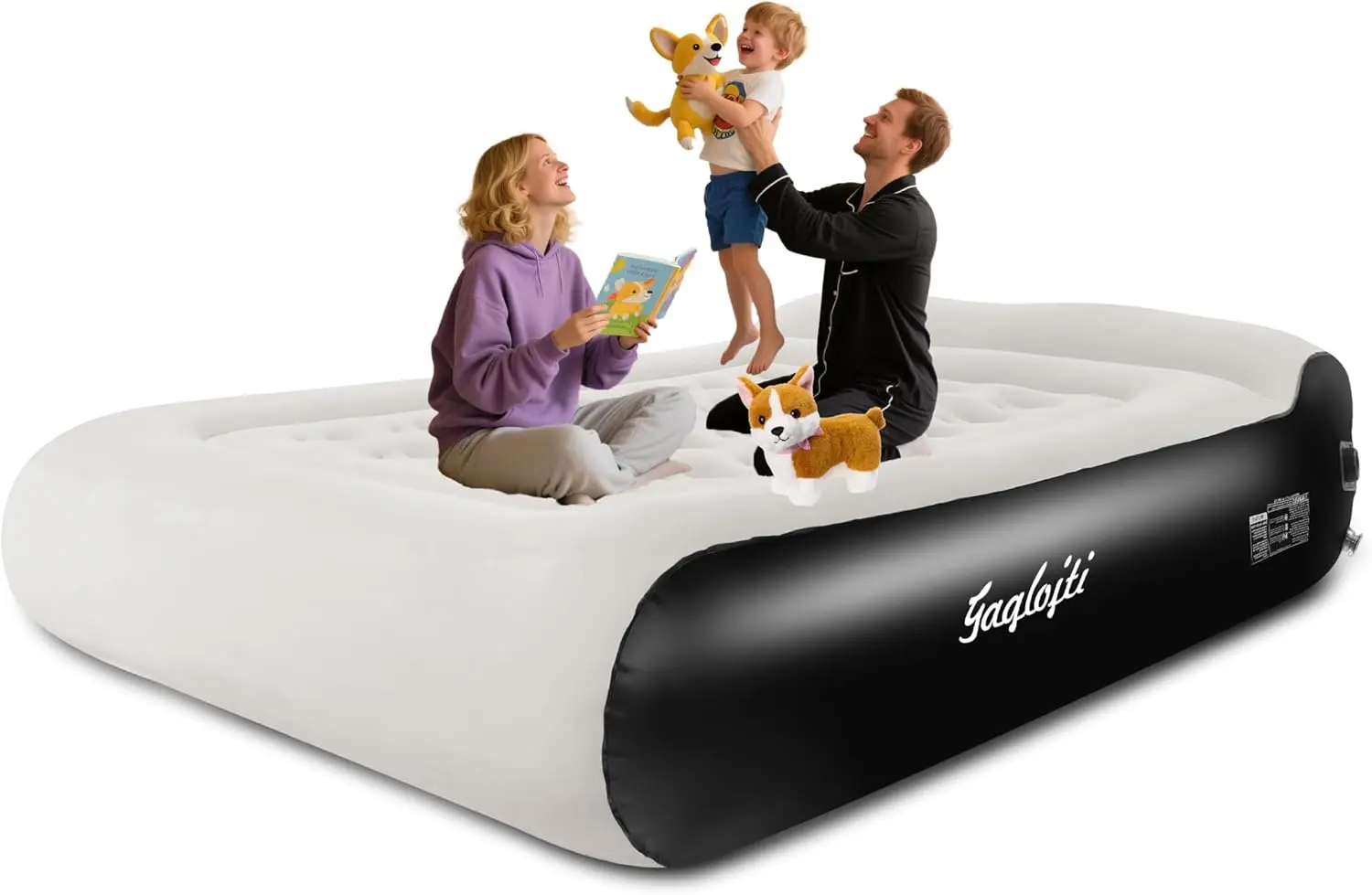 

16 Inch Queen Air Mattress with Built in Pump, Portable Inflatable Mattress with Carry Bag, Comfort Flocked Airbed for Guests