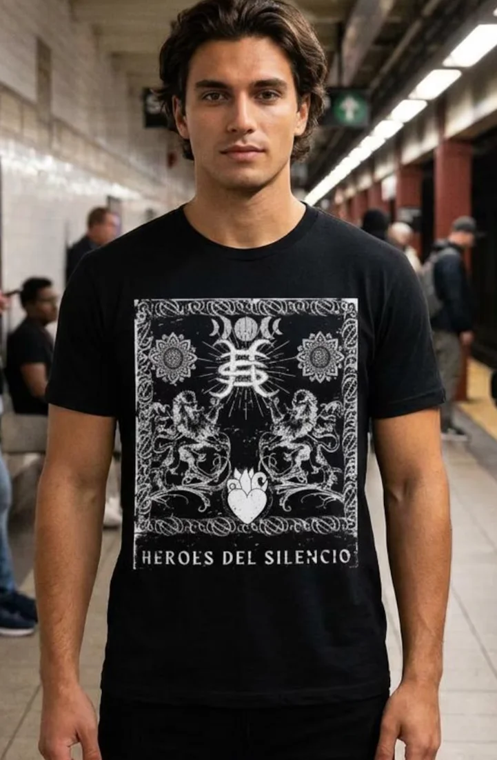 Heroes Del Silencio (Leones En Blanco) - Unisex Softstyle T-Shirt Trendy Fashion Simple Retro T-Shirt