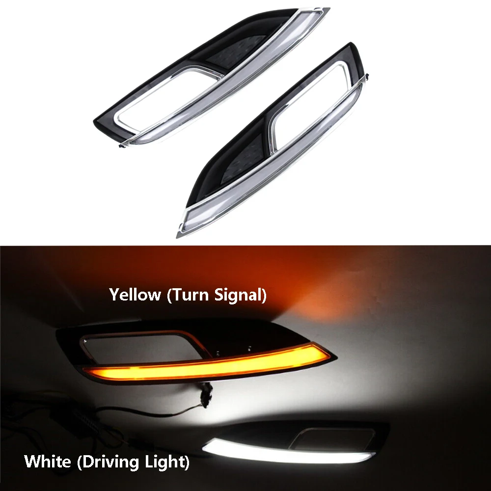 

2pcs For Kia K3 Forte 2013 2014 2015 DRL Daytime Running Fog Light With Turn Signal Lamp Car Accessories