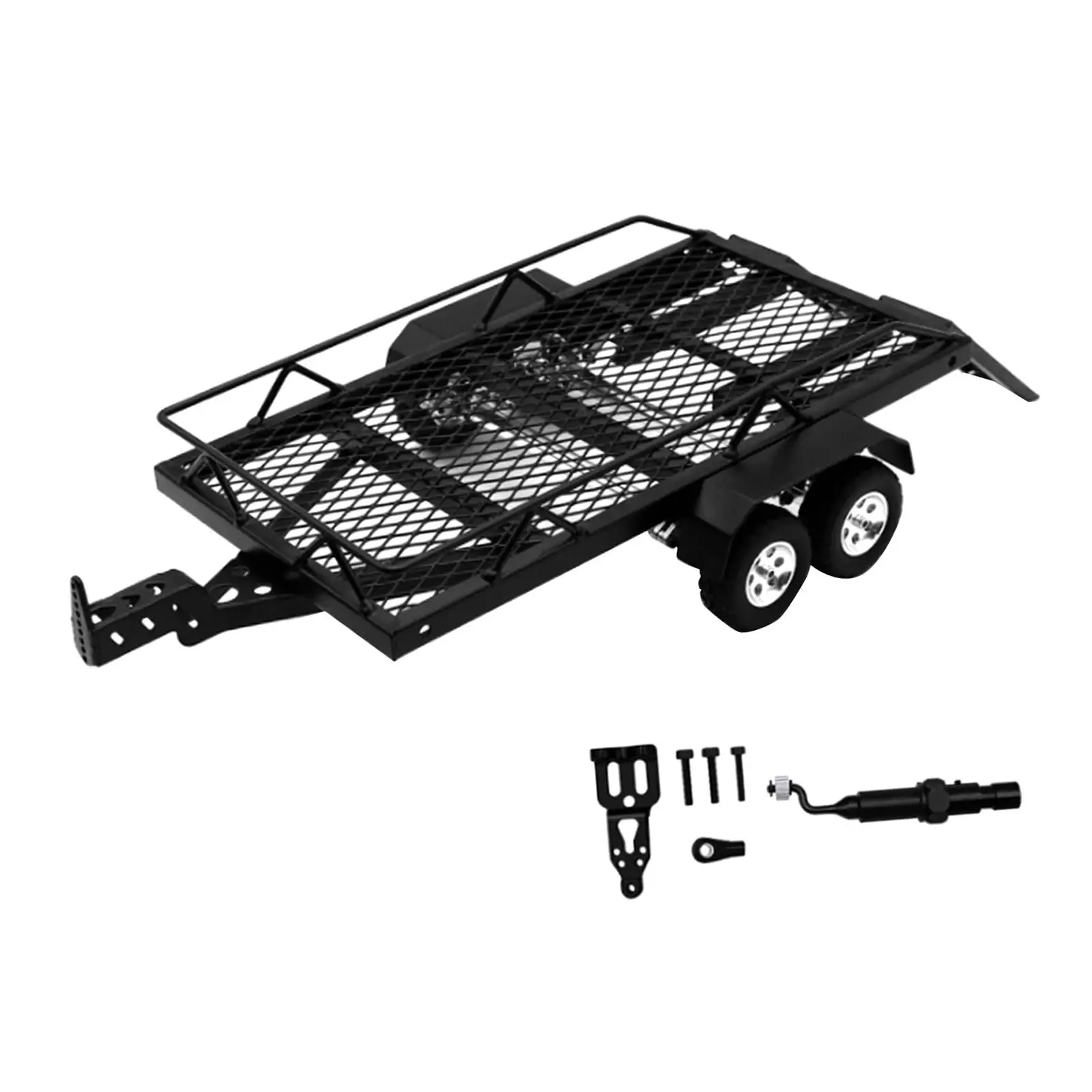 RC Trailer with Hook Hitch High Performance Upgrade Easy Installation, Flatbed Rescue Trailer for SCX24 Fcx18 Fcx24