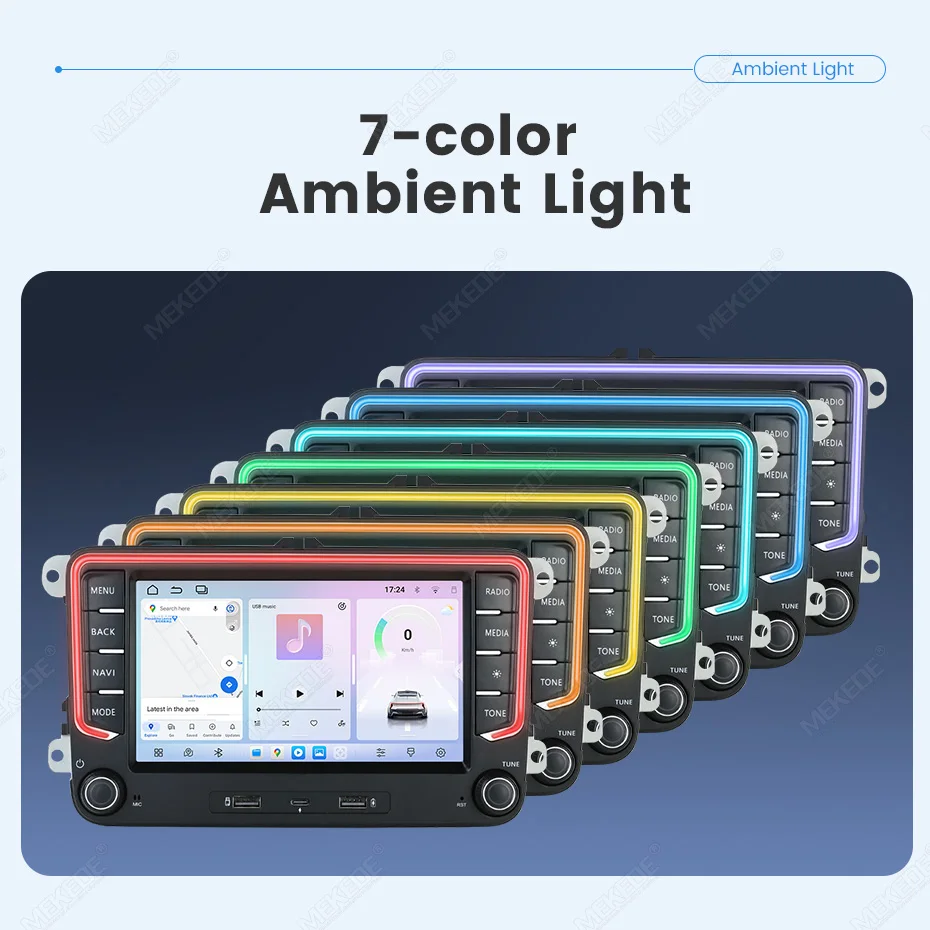 MEKEDE 7 Zoll Android 15 Autoradio 4G Carplay Für VW Passat Golf Tiguan Jetta Polo Seat Altea Leon Skoda Octavia GPS USB Typ-C – Detail 12