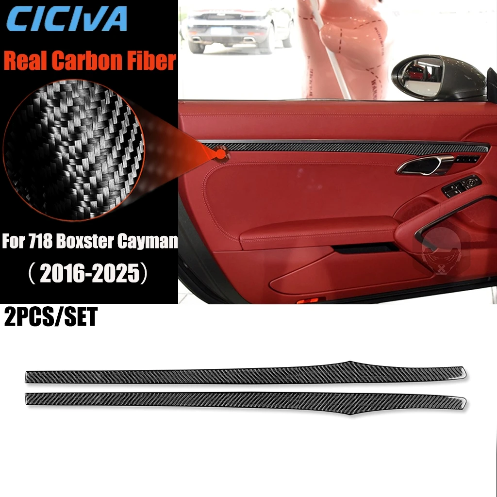 

Carbon Fiber Car Accessories Door Strip Modified Interior Trim Cover Sticker For Porsche 718 982 Boxster Cayman 2016-2025