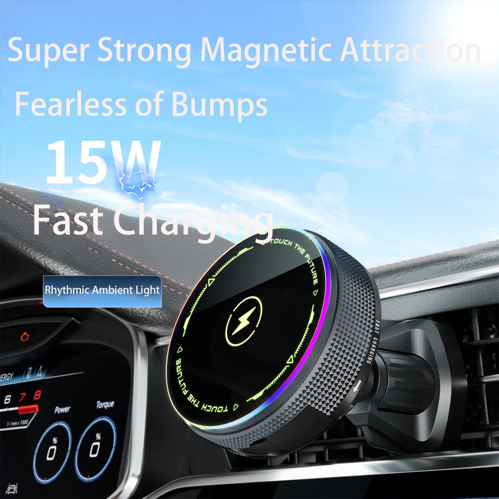 

15W Fast Charging Wireless Car Charger Fast Charging Station For Apple iPhone 15 14 13 Pro Max MacSafe Car Phone Holder Stand
