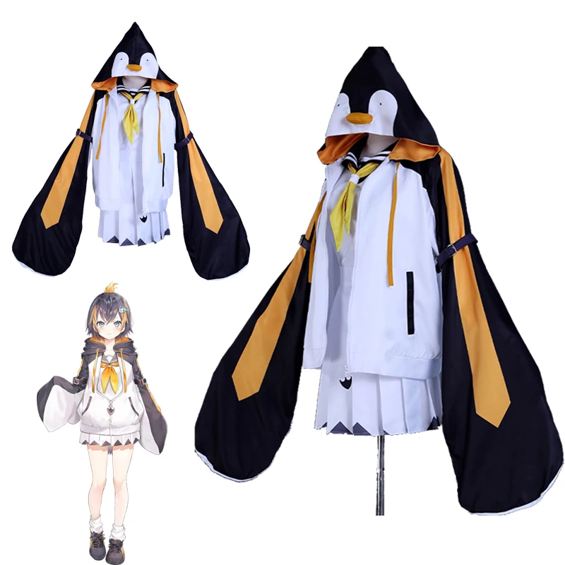 

Hololive VTuber Petra Gurin Cosplay Costume Cute Penguin Jacket Hight School Uniform Sailor Suit Halloween Carnival Uniforms