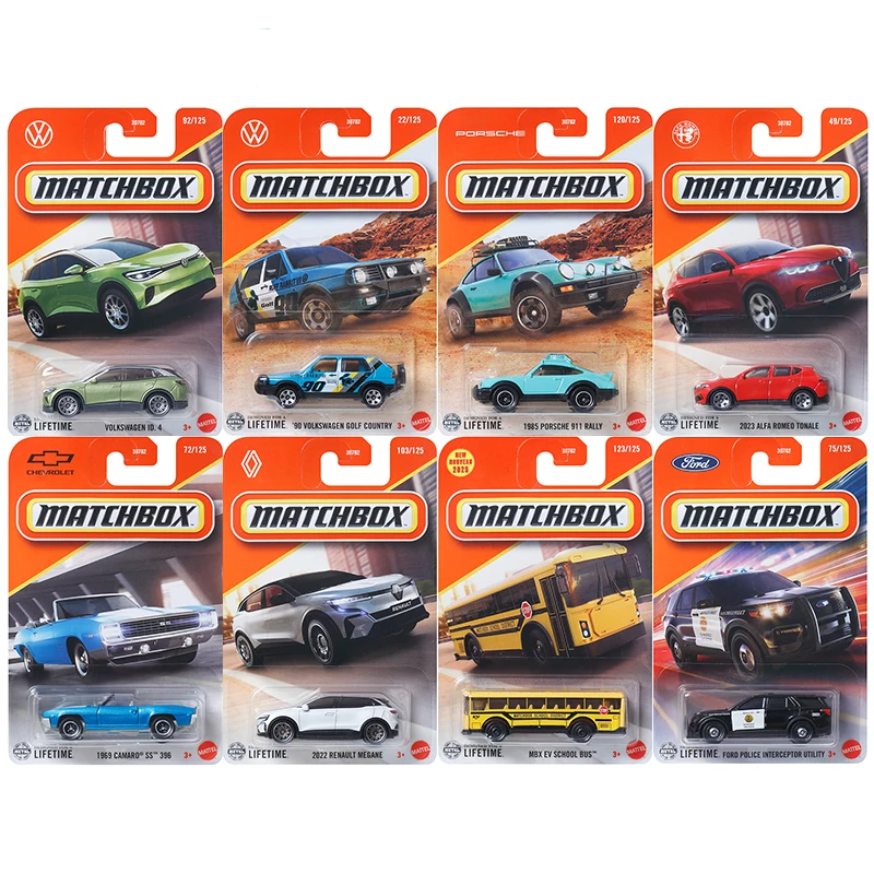 Cochecito Original 1/64 Diecast Nouveau Mbx Ev autobús escolar Alfa Romeo Volkswagen Golf Chevy vehículo modelo juguetes para niños regalo