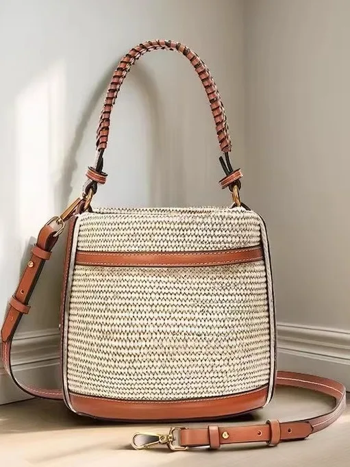 

Faionable Color Blo St Woven Buet Bag Сумка на одно плечо Женская сумка через плечо Сумка-корзина ручной работы Пригородная сумка Sle