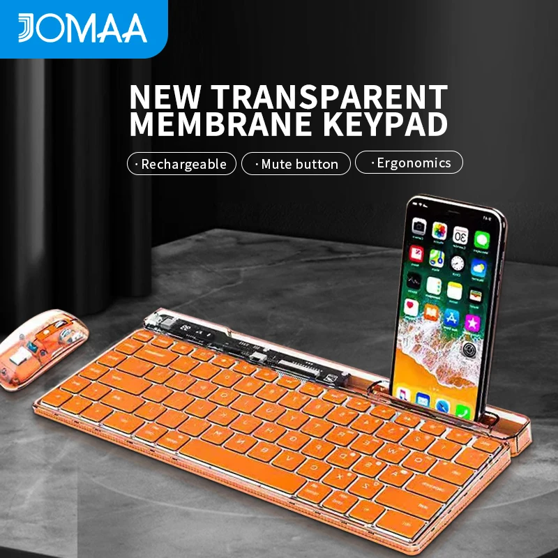 

Transparent Design Keyboard, Low Noise, Dual Mode Wireless Keyboard And Mouse, With Rechargeable Batteries