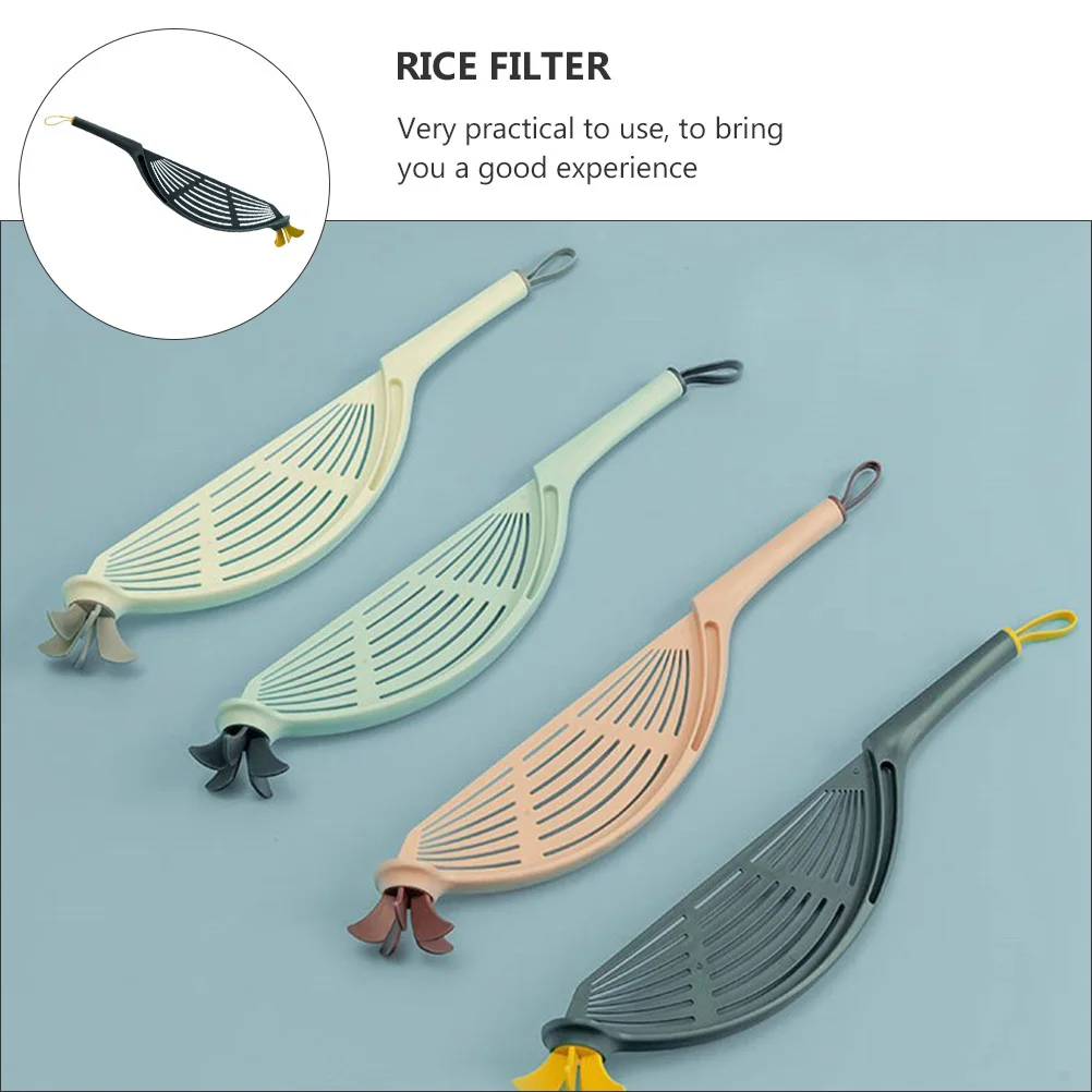 

2pcs Drainage Sieve Plastic Wash Filter Baffle Kitchen Household Rice Strainer Spoon Lightweight Portable Rice Colander Tool