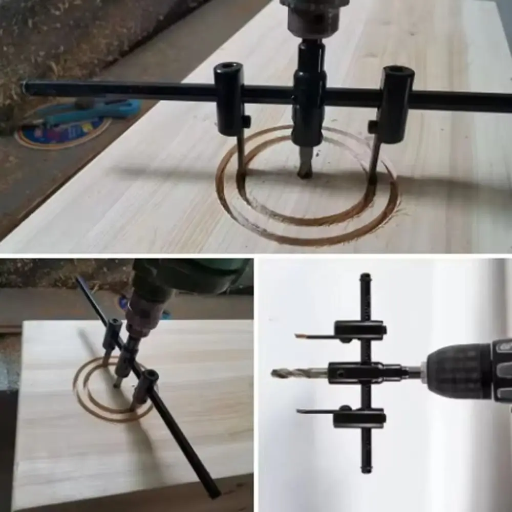 

Adjustable Hole Cutter Aircraft Type Hard Circle Hole Cutter High Strength 45 Degrees Chamfer Woodworking Drill Bit DIY Tool
