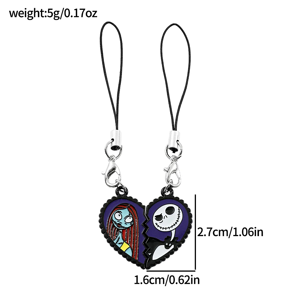 Cartoon Anime The Nightmare Before Christmas Series Sally Heart Shaped Splicing CCD Hanging Rope Pendant for My Friend Gift