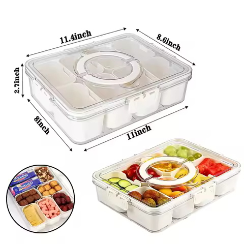 4/8 Grid Kitchen Condiment Box Snack Fruit Storage Box Food Grade Material Moisture-Proof And Dust-Proof Multi-Function Storage