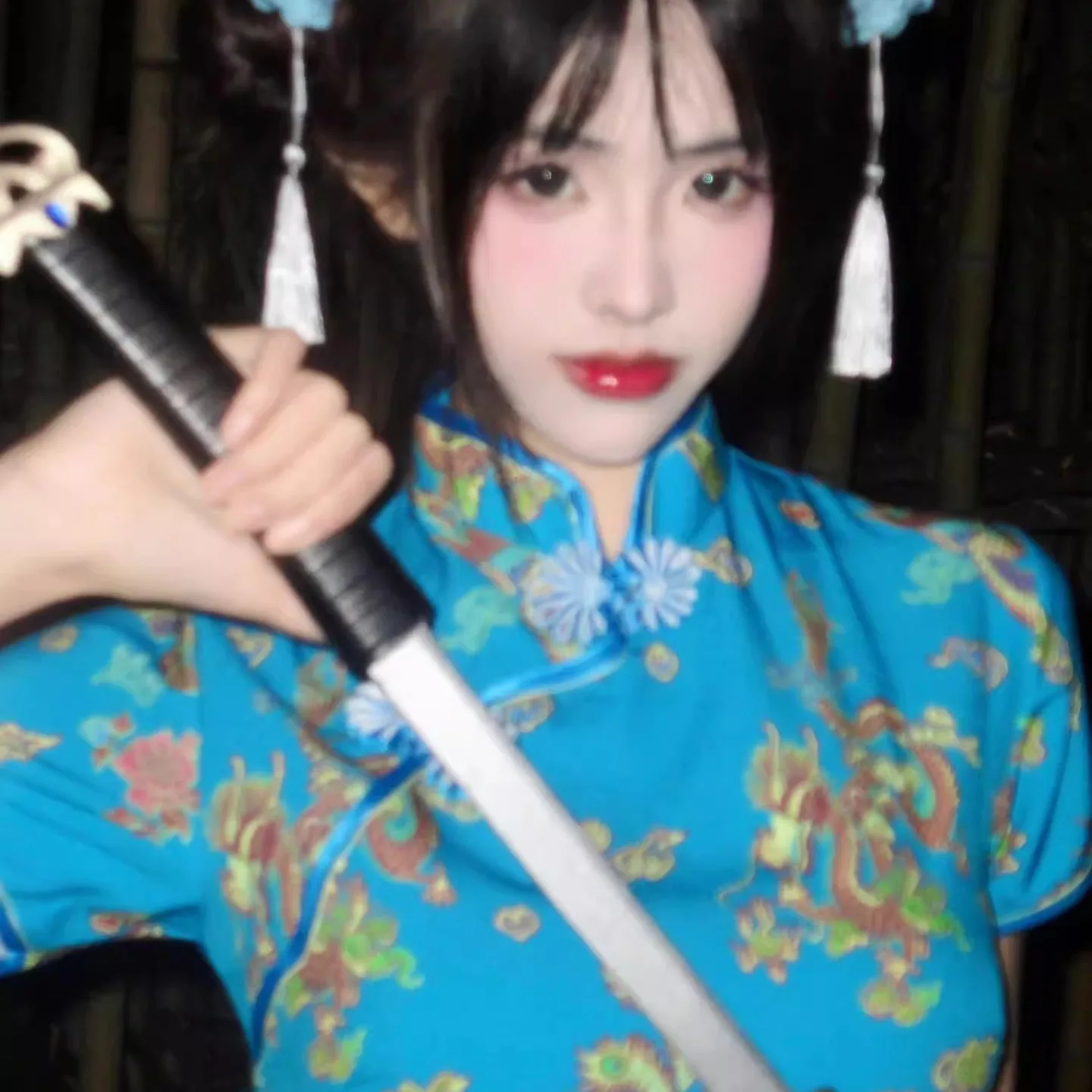 فستان تشيونغسام جديد بالطراز الصيني، زي تنكري للهالوين وعيد الميلاد، زي خادمات بأكمام قصيرة، تشيونغسام قصير للارتداء اليومي