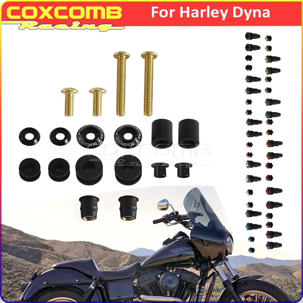 

For Harley Dyna Street Bob FXDB Wide Glide FXDWG Switchback FLD M6 Windshield Bolt Windscreen Mounting Screw Nut Fairing Locknut