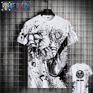 Ruffy One-Stück Kurzarm T-Shirt für Männer und Frauen, Top Co-Brand, 3D-Druck, Sommer, Neu, Assolon Animation, 2024 8 Hauptverkauf Luffy Dressrosa Shirt - №3