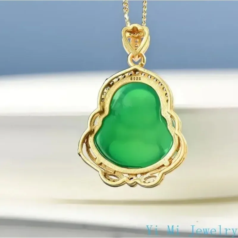 Natural Buddha Pendant Necklace for Women Jewelry Zircon Crystal Buddha Necklaces Punk Couple Pendants Jewelry Jade Necklace