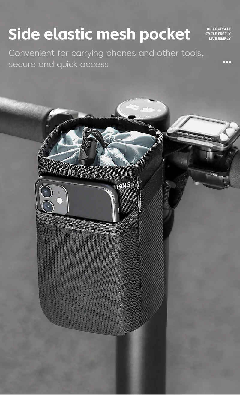 WEST BIKING Isolierte Fahrradflaschentasche Wasserabweisende Lenkertasche mit Seitentasche MTB Rennrad Aufbewahrungsorganizer – Detail 6