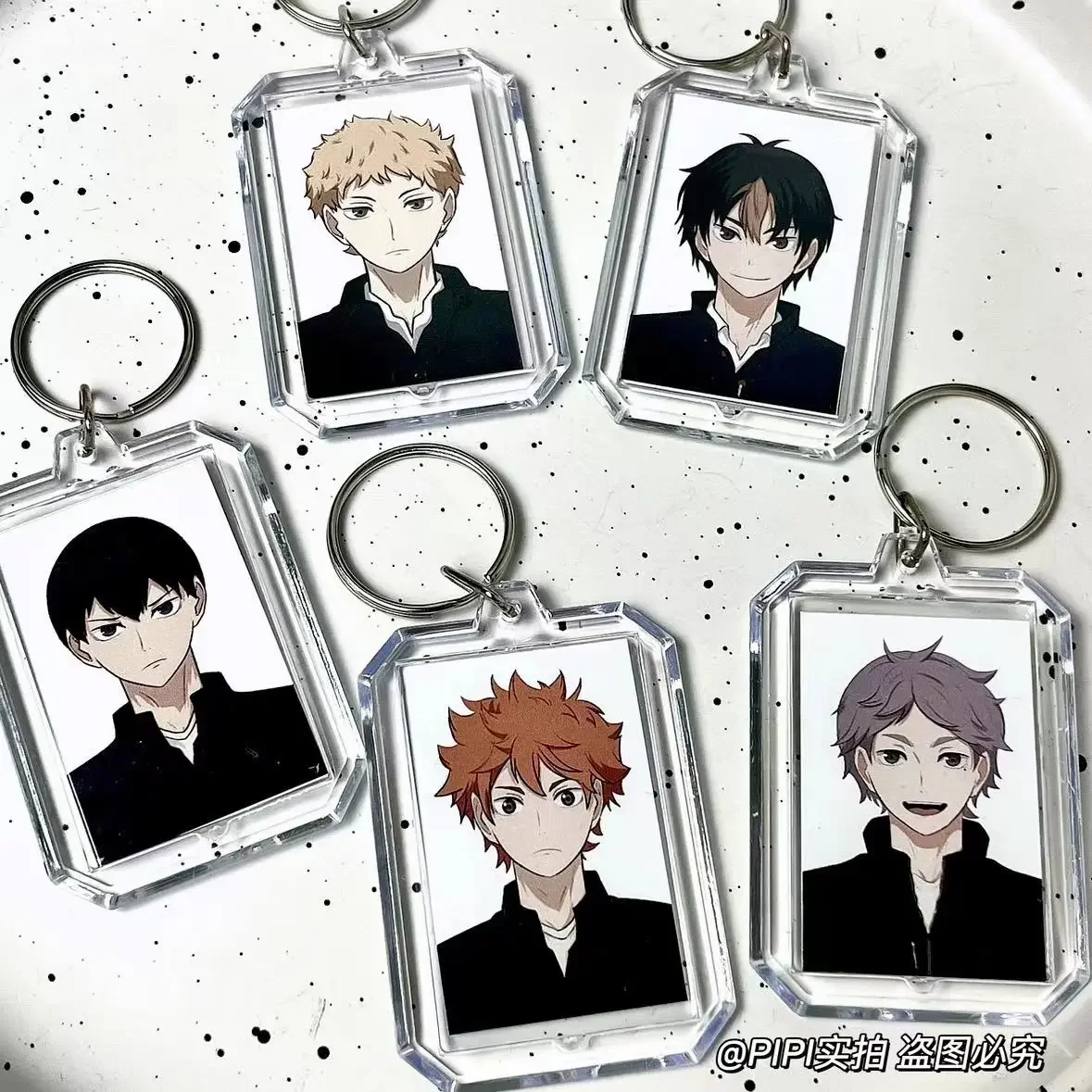 ¡Anime Haikyuu! Llavero con foto de identificación de Shoyo Hinata Tobio Kageyama, colgante de bolsa, bonito Ambitus