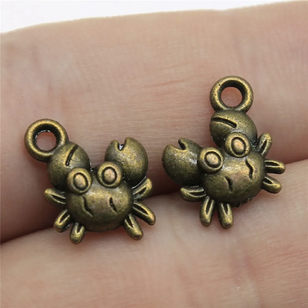

10pcs 12x11mm 2 Colors Antique Silver Color Antique Bronze Color Crab Charms Handmade Jewelry Making Accessories