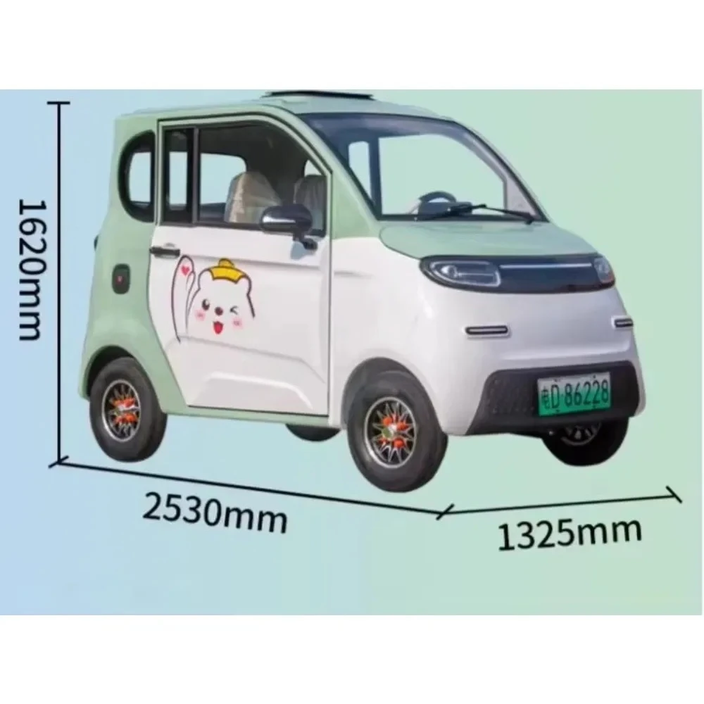Family 4-Wheel Electric Car with Passenger Seat - Left Rudder Design Fully Enclosed Slow Moving Adult Driving Vehicle