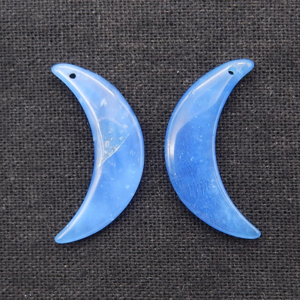 Blue Jasper Quncortz Crescent Moon Shape Earrings ,For Women Handmade DIY Beads Jewellery Making