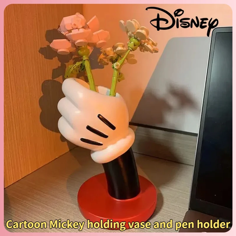 Mickey Cartoon Creative Holding Vase Desktop Ornaments  Desk Home Bedroom Personalized Creative Decorative Ornaments