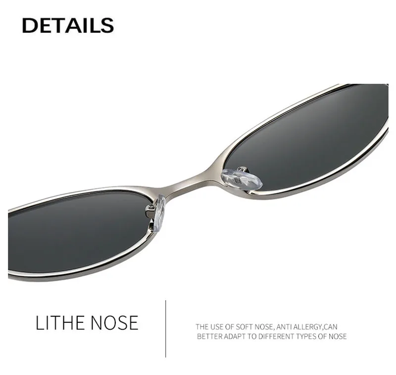 SHAUNA Neue kleine ovale Champagner-Sonnenbrille aus Metall, UV400 – Detail 11