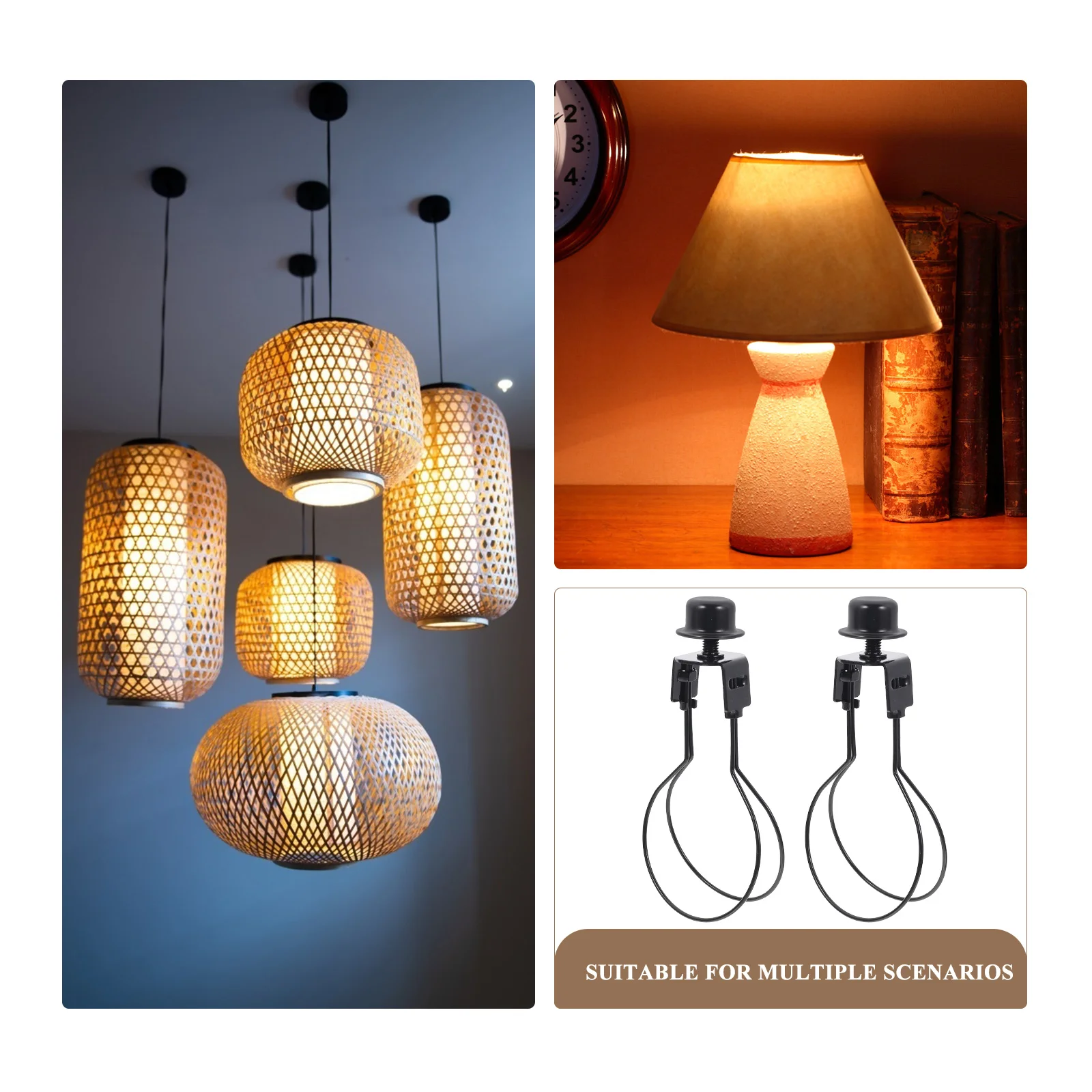 

2 Sets Lampshade Adapter Bulb Clips Light Bulb Brass Clamps Black Spring Alloy Materials Table Desk Lamp Bedside Lamp Lighting