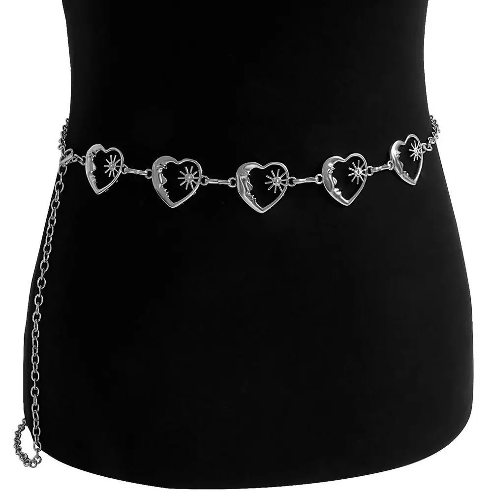 

Ladies Vintage Metal Hip Hop Style Love Heart Waistband Dress Cummerbands Womans Belt Punk Waist Chain