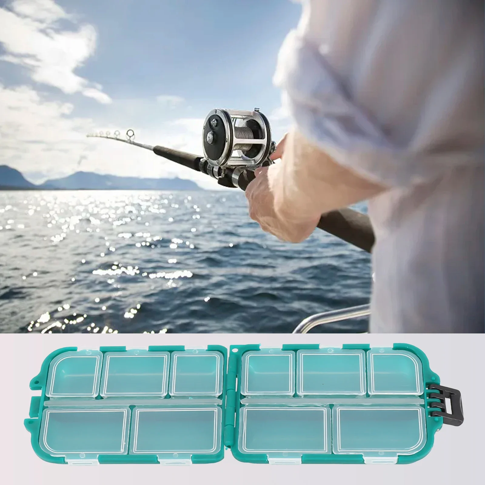 

Waterproof Fishing Hook Bait Storage Box W/10 Independents Grids Insect-Proof Portable ABS For Fishing Baits Tools Black/Green