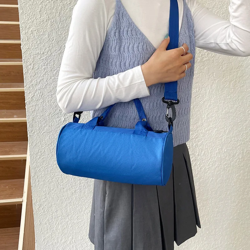 Custom Logo Oxford Cloth Drum Duffle Bag Adjustable Detachable Crossbody Strap Lightweight Sports Gym Travel Shoulder Handbag view 3