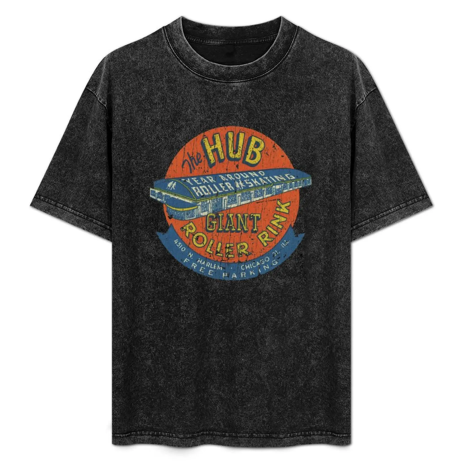 

Hub Roller Rink Chicago T-Shirt Basic Plain Tee for Spring and Summer
