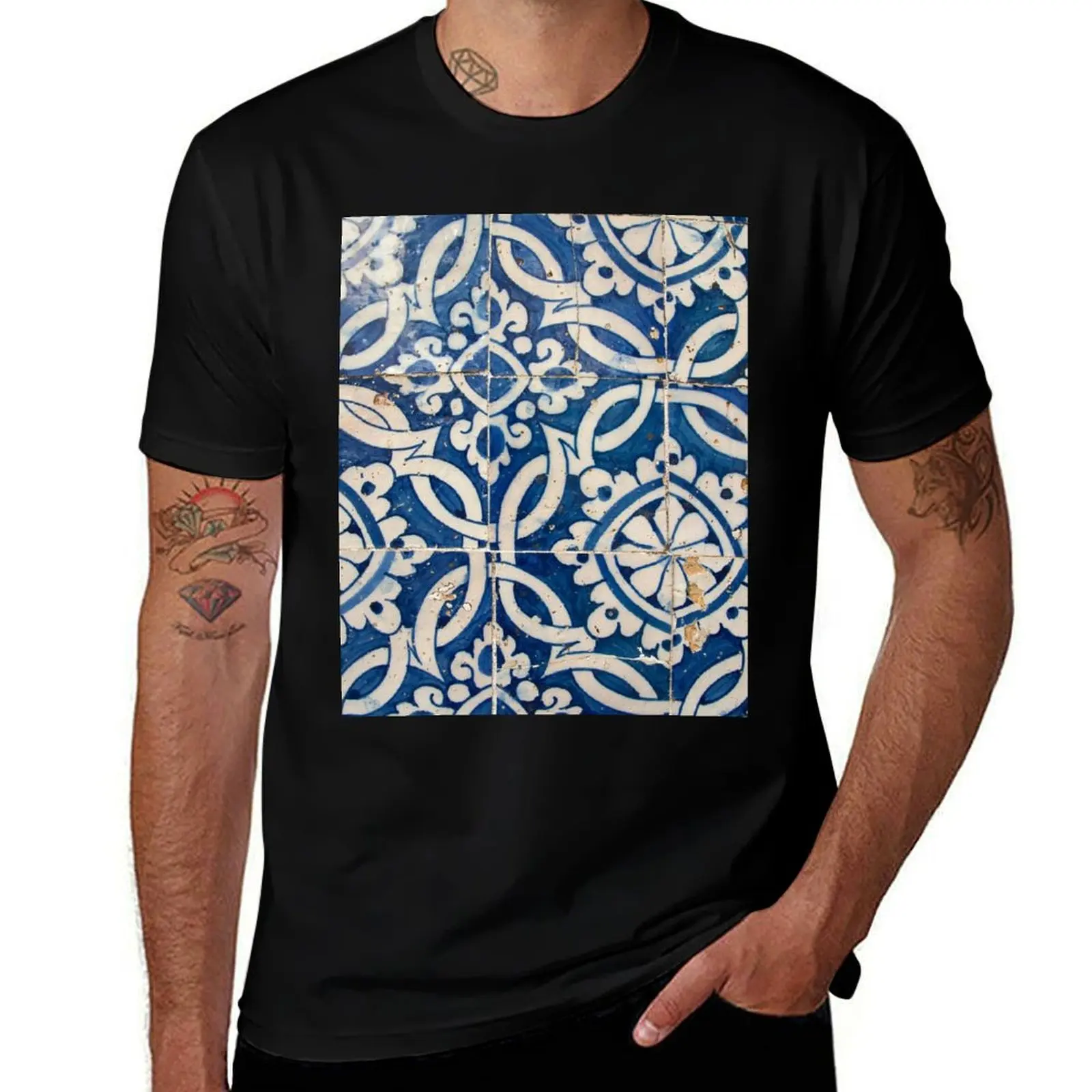 

Vintage portuguese azulejo T-Shirt t shirts designer t shirts for man graphic tees man t shirt cotton high quality T-Shirt