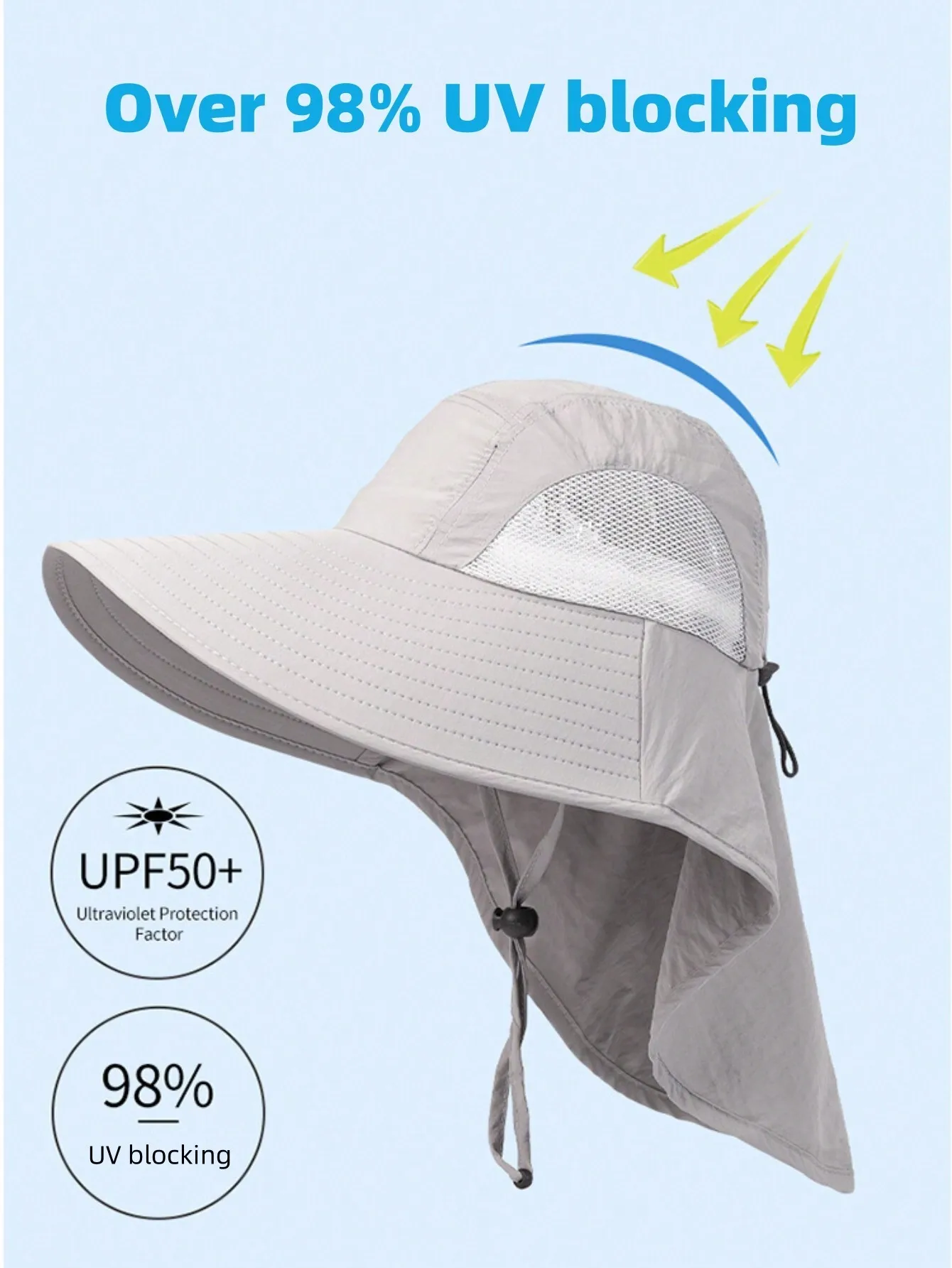

Big Shawl Summer Sun Hat Wide Brim UV Protection Unisex Bucket Hat With Neck Flap For Men & Women Outdoor Hiking Fishing Boonie Hats