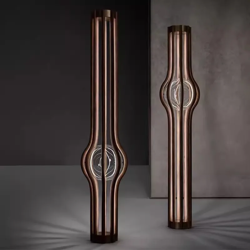 

Nordic postmodern wood glass villa living room bedroom sofa bedside hotel model room designer floor lamp