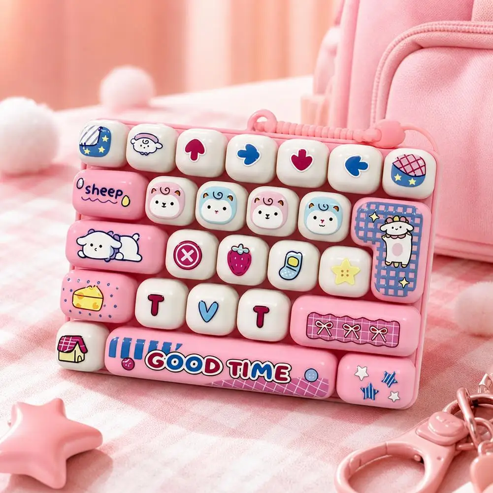 Cartoon Animal Stress Relief Keycap Keychain Backpack Pendant Mechanical Keyboard Fidget Toy Fun Gift for Teens Adults