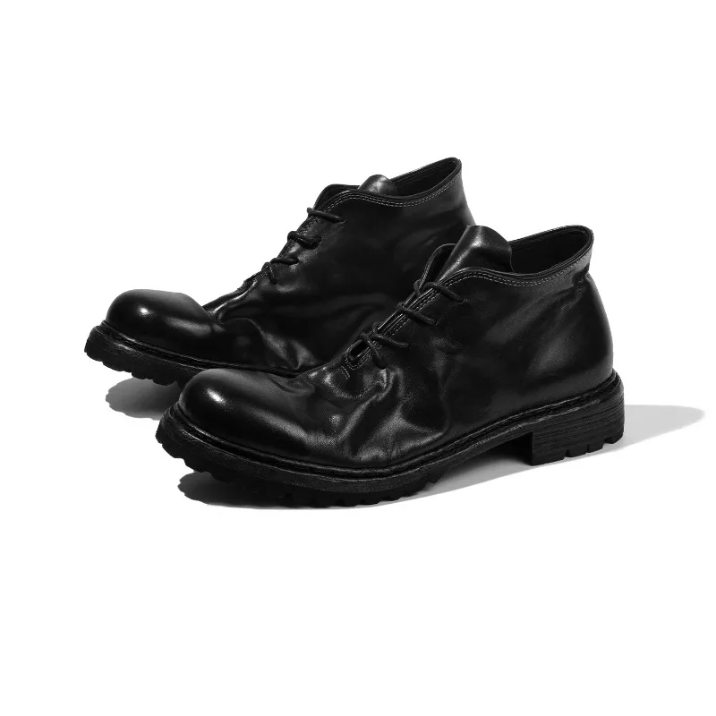 

High Quality Riding Boots Men's Shoes Genuine Leather Retro Motorcycle Handmade Outdoor Casual Hiking Work Oxford Boots Male