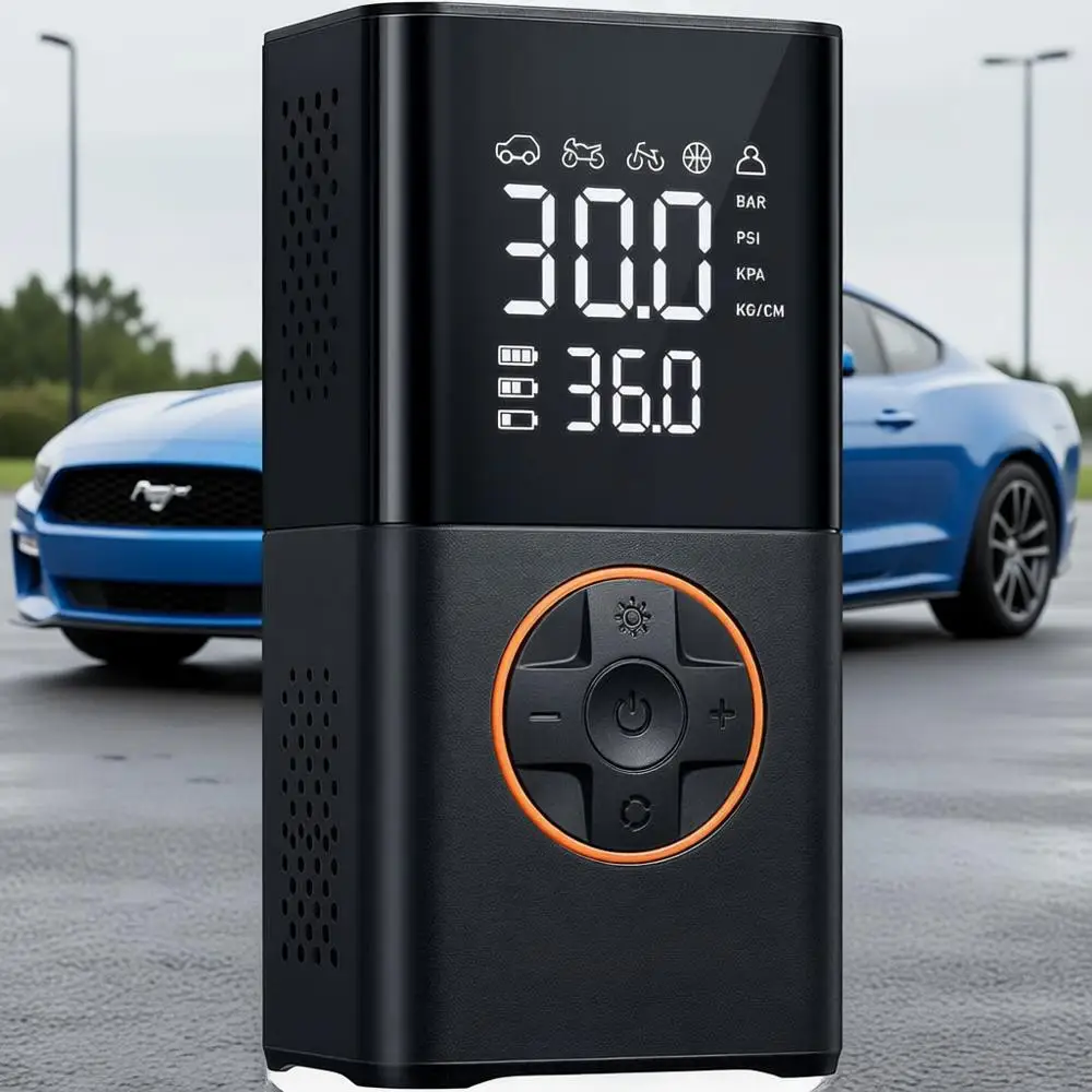 

Portable Air Compressor with Digital Dual Valve Display, 150 PSI Car Tires Air Pump with LED Lights & Pressure Gauge for Auto, M